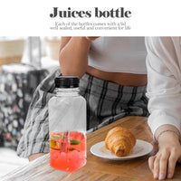 4 x Brand New Mobestech 8 Empty Plastic Juice Bottles with Caps 300ML Reusable Water Bottles Clear Drink Containers with Black Lids for Juice Drinks and Others - RRP €76.8