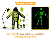 1 x RAW Customer Returns IKALI children s skeleton costume Glow in the Dark Halloween 3D bones costume glow in the dark costume with hood and mask 7-8 years - RRP €23.18