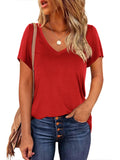 3 x Brand New Beluring Summer Fashion Long Blouse for Women Casual Short Sleeve Solid Color Top Red M - RRP €74.67