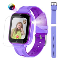 1 x RAW Customer Returns Kids Smartwatch Phone, 1.69 inch Kids Smartwatch Phone 4G with Video Phone Call, Kids GPS Watch with Alarm, Face Unlock, WiFi Smartwatch for Boys and Girls Purple Spare Strap  - RRP €91.2