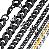 1 x RAW Customer Returns Bandmax 76cm Long Curb Necklace 12mm Black 1 1 Cuban Link Chain Hip Hop Curb Chain for Men Boys Classic Fashion Jewelry for Birthday - RRP €27.22