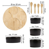 1 x RAW Customer Returns Moritz Moritz 9 pcs. Serving bowl set black including bamboo spoon - ceramic bowl set as tapas bowls, dip bowls, snack bowls and dessert bowls - RRP €20.16