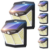 1 x RAW Customer Returns Claoner solar lamps for outdoors, 128 LED 6 pieces Super bright solar light for outdoors with motion detector 3 modes solar light 270 lighting angle IP65 waterproof solar wall light for garden - RRP €39.34