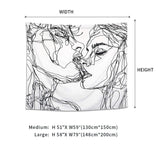 1 x RAW Customer Returns LOMOHOO Abstract Sketch Art Wall Hanging Black and White Tapestry Kissing Lovers Tapestry Wall Art for Bedroom Living Room Dorm Decor Tapestry 130x150cm - RRP €15.12