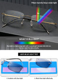 1 x RAW Customer Returns KOOSUFA Rimless Self-tinting Progressive Reading Glasses Progressive Multifocus Anti-Blue Light Photochromic Men Women Titanium Frameless with UV Protection Sun Reading Glasses 1x Gray, 3.0 - RRP €29.23