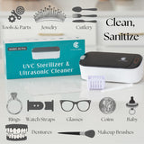 1 x RAW Customer Returns UVC Ultrasonic Jewelry Cleaner, 550ml, 46kHz Power, Professional Sterilization Machine, Portable Ultrasonic Cleaner for Cleaning Glasses, Watches, Coins, Makeup, Dentures, Earrings - RRP €40.33