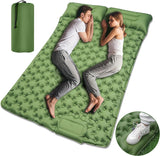 1 x Brand New Vinaco double sleeping pad for camping 2 people, self-inflating sleeping pad with pillow, built-in foot pump, 40D nylon and TPU coated waterproof mat for trekking beach - RRP €30.0