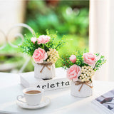 1 x RAW Customer Returns BLOSMON artificial flowers in pot decoration 2 pieces mini pink artificial roses artificial flowers with vase for table decoration living room home decoration fake flower plants bedroom wedding party office decor - RRP €25.19