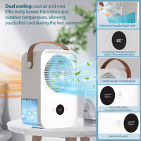 1 x RAW Customer Returns 4000mAh mobile air conditioner without exhaust hose, 4 IN 1 mobile air conditioner mini air conditioner with aromatherapy portable fan air cooler with water cooling spray function, air cooler for rooms - RRP €39.47