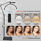 1 x RAW Customer Returns DESGNT LED eyelash lamp, half moon lamp with phone stand, eyelash extension lamp with head adjustable by 360 , 3000K-6000K, beauty lights for tattoos, make-up artists, beauty salons, black  - RRP €155.7