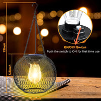 1 x RAW Customer Returns Solar lamps for outdoor use, pack of 2 solar lanterns with LED light bulb, IP65 waterproof metal hanging solar lights for outdoor garden decoration, outdoor backyards, balcony lighting - RRP €28.99