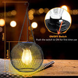 1 x RAW Customer Returns Solar lamps for outdoors, 2 pieces solar lanterns with LED light bulb, IP65 waterproof metal hanging solar lights for outdoors garden decoration outside backyards balcony lighting - RRP €30.24