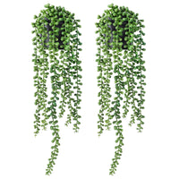 1 x RAW Customer Returns FUNARTY Artificial Plants Indoor, Faux Pearl String of Pearls in Black Pots, Realistic Green Hanging Plants for Shelf Desk Home Garden Decoration, 2 Pack - RRP €19.15