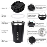 1 x RAW Customer Returns ERBO coffee mug to go, stainless steel thermal mug, leak-proof coffee cup with lid, coffee cup thermal mug for on the go, environmentally friendly, white black 380ml - RRP €21.17