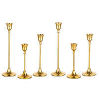 1 x RAW Customer Returns Romadedi candle holder metal gold set of 6 - decorative vintage candle holder in different sizes candle stand for pillar candles tapered candles wedding party Christmas table decoration 15 19 24cm - RRP €36.99