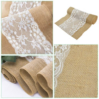 1 x RAW Customer Returns DURANTEY 2-piece set tablecloth lace 30 x 275cm lace table runner festival jute ribbon table ribbon jute natural jute ribbon table runner made of burlap for wedding festival event table decoration - RRP €14.99