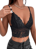 1 x RAW Customer Returns GORGLITTER Lace Spaghetti Straps Top Women s Crop Tops Summer Camisole Bralettes Lace Top Undertops Black M - RRP €21.17