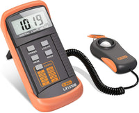 1 x RAW Customer Returns Dr.meter Luxmeter, Light Meter Digital Lux Meter Handheld Split Design with LCD Display Range up to 0-200,000 Lux Light Meter with High Precision Fast Response Data Orange  - RRP €39.99