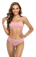 1 x Brand New SHEKINI Women s Bikini Set Swimwear Sporty Vest Pleated Bikini Top Backless Adjustable Two-Piece Swimsuit for Women Low Waist Bikini Bottoms Swimsuits M, Pink  - RRP €33.26