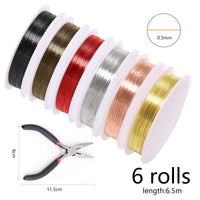 14 x Brand New VEGCOO 6 rolls 0.5mm jewelry wire craft wire, tarnish-proof copper wire craft jewelry wire for ring DIY crafts beads and jewelry making bracelets make your own rings make your own set - RRP €126.84