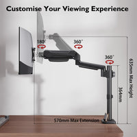 1 x RAW Customer Returns BONTEC Adjustable Single Monitor Stand for 13 to 34 Inch Screens, Ergonomic Monitor Arm with Gas Spring and Pole, Weight Capacity 9 kg, VESA 75 100 mm - RRP €39.34