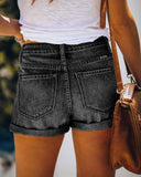 1 x RAW Customer Returns ANCAPELION Women s Denim Shorts Mid Waist Crimping Hot Pants Ripped Jeans Shorts for Summer C-Black M - RRP €32.26