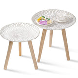 1 x RAW Customer Returns JUJOYBD Round side table set of 2 - wooden coffee tables, small tables - three-legged sofa table set - nesting tables for the living room, bedroom, balcony - shabby white - 35cm 40cm - RRP €42.3