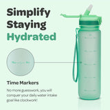 1 x RAW Customer Returns Hydracy Drinking Bottle with Straw and Time Marker - 1L Water Bottle - BPA-Free Drinking Bottle - Leak-Proof Sports Bottle - Condensation-Free for Sports and Outdoor - RRP €22.97