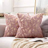 1 x RAW Customer Returns MIULEE Cushion Cover Gold Feather Print Pillow Case Sofa Throw Cushion Decor Pillow Cover Case Decorative for Living Room 2 Pieces Gold-Dirty Pink 40x40cm - RRP €20.4