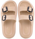 1 x Brand New Girls Boys Sandals Pool and Beach Shoes Unisex Children s Adjustable Double Buckle Non-Slip Slippers, Khaki A, 27 28 EU - RRP €51.6