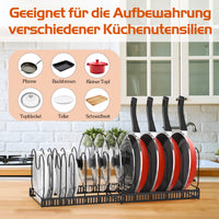 1 x RAW Customer Returns Housolution pan holder for drawer, expandable pot lid holder with 14 adjustable dividers, pot lid storage pan organizer lid holder for kitchen, black - RRP €21.17