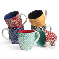 1 x RAW Customer Returns DOWAN coffee cup set, 6 x 560 ml porcelain coffee mugs, large cups in Chinese traditional pattern style for coffee, milk, tea and cocoa, coffee mug, multi-coloured - RRP €49.62