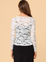 1 x RAW Customer Returns Allegra K Women s Lace Bolero Long Sleeve Bolero Transparent Ruffle Hem Crop Flowers Shrug White S - RRP €30.91