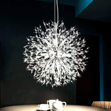 1 x RAW Customer Returns Vikaey Modern Dandelion Crystal Chandelier, Fireworks Sputnik, Chandelier for Bedroom Kitchen Living Room Restaurant Bar 9 Lights, Chrome  - RRP €98.35