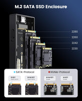 1 x RAW Customer Returns ORICO M.2 SATA SSD Enclosure Adapter Tool-Free, USB3.2 USB C 5Gbps M2 PCIe SATA External Case with 4TB Capacity for M2 B-Key B M Key 2230 2242 2260 2280 SSD with UASP, Trim 5Gbps-Black  - RRP €26.99