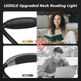 1 x RAW Customer Returns LEDGLE Neck Lamp LED Reading Lamp Book Lamp Rechargeable, 6-Level Brightness, Portable and Flexible, 6500-7000K, Black - RRP €25.24