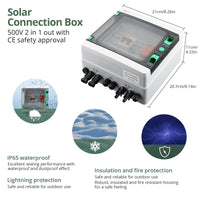 1 x RAW Customer Returns EYPINS surge protection PV DC500V junction box 32A 2 in 1 out junction box with lightning arrester, circuit breaker, IP65 waterproof for PV system, ON OFF grid solar power system - RRP €90.74