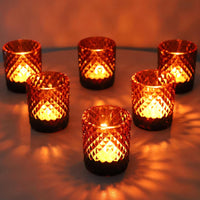 1 x RAW Customer Returns Vohocandle 12pcs Vintage Style Tealight Glasses, Glass Tealight Holders for Wedding Table Decoration, Brown Glass Tealight Holders for Thanksgiving - RRP €30.72