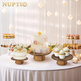 1 x RAW Customer Returns NUPTIO Cake Stand Cupcake Stand Wedding Set of 3 Wedding Cake Stands Cake Decoration Round Decoration Wedding Cake for Cakes Food Wood Party Gift Multifunctional - RRP €74.98