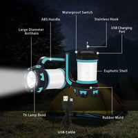 1 x RAW Customer Returns Fous mo LED Camping Lantern Rechargeable Flashlight 6 Modes Tent Lights Multifunctional Power Bank IPX4 Waterproof Searchlight USB Cable Included - RRP €23.6