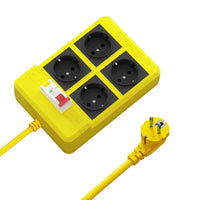 1 x RAW Customer Returns RCD power strip with 4 sockets, SAFEMORE residual current circuit breaker with 3M extension cable, 30mA FI residual current circuit breaker 4000W 16A 250V with overload protection, yellow - RRP €40.13