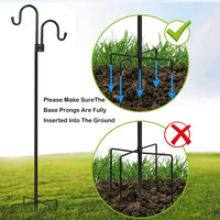 1 x RAW Customer Returns ADTSADDTO Garden Shepherd Hook, 274cm Garden Double Hook With 5 Prong Base Shepherds Crook Hook FOR Solar Lights, Plant Baskets, Lanterns, Bird Houses - RRP €39.99