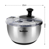 1 x RAW Customer Returns SveBake salad spinner made of 18 10 stainless steel with crank drive and 4.5 litre salad bowl, dishwasher safe, black - RRP €40.06