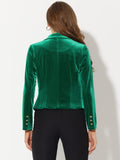 1 x Brand New Allegra K Women s Blazer Long Sleeve Turn-down Collar Single Breasted Velvet Suits Work Elegant Blazer Jacket Dark Green S - RRP €62.99