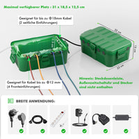 1 x RAW Customer Returns RESTMO Extra Large Waterproof Cable Box, IP54 Waterproof, Outdoor Cable Safety Box, Weatherproof Electrical Box to Protect Power Strips, Outdoor Plugs 32 x 22 x 13 cm - Green - RRP €39.99