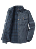 1 x RAW Customer Returns Mr.Stream Men s Checked Flannel Lining Shirt Jacket Transition Jacket Lightweight Stand-Up Collar Field Jacket Cargo Autumn Jacket Snap Western Cowboy Jackets 3268 Blue XL - RRP €60.0