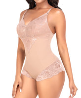 1 x RAW Customer Returns Werkiss Body for Women Slimming Belt Flat Stomach Figure Shaping Bodysuits Shapewear Bodysuit Tummy Control Lace Lingerie Top 2 Beige-Lace 38 - RRP €38.84