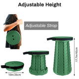 1 x RAW Customer Returns Hesanzol Portable Telescopic Stool Foldable Retractable Camping Garden Fishing Hiking Travel BBQ Adjustable Foldable Max Load 220kg Army Green  - RRP €25.99