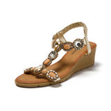 1 x RAW Customer Returns JOMIX Elegant Summer Women s Sandals Women s Sandals Wedge Heel Comfortable Soft Summer Sandals Rhinestone Jewel Beads SD9350 Gold 36 - RRP €36.95