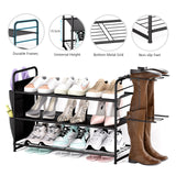 1 x RAW Customer Returns CLESOO Metal Shoe Rack 3 Levels Space Saving Shoe Storage Shoe Cabinet with Storage Bag Boot Holder, Shoe Organizer for 9-14 Pairs, Stackable Shoe Rack for Hallway Cloakroom Entrance Area - RRP €34.4